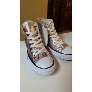 Converse Kids Chuck Taylor All Star Hi Metallic rose quartz Girl's Shoes Sz 3